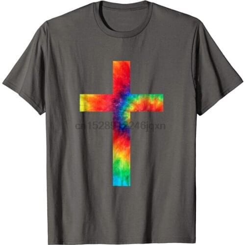 Tie Dye Cross Tie Dyed Religion T Shirt Streetwear Casual Tee Shirt