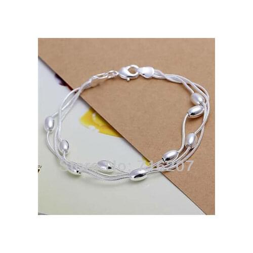 H236 Free Shipping Silver Bracelet Fashion Jewelry Bracelet Three-wire light bead bracelet awqa jnxa