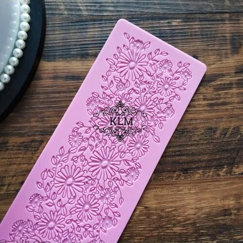 KLM-C0026 Sugar Floral French Empire Lace Cake Silicone Embossing Mat Texture Fondant Impression lace Mat