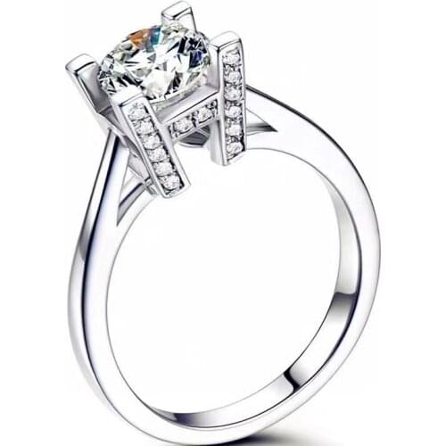 2020 letter style crackling moissanite ring for women jewelry engagement ring for wedding real 925 silver birthday gift