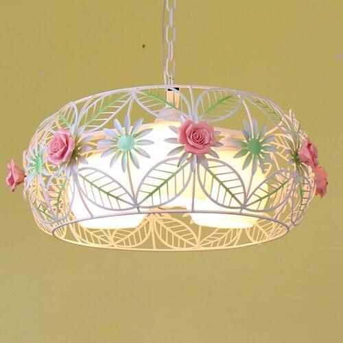 Korean Restaurant Bedroom Garden Style Iron Flower Pendant Light hanglamp