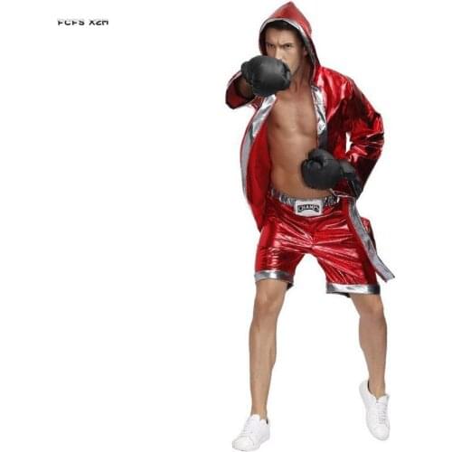 M-XL Red Men Boxer suit Cosplay Adult Halloween Sportswear Costumes Carnival Purim parade Masquerade Role play party Game dress