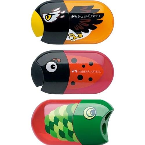 Faber-Castell Cute Pencil Sharpeners Animal Pattern Twin Hole Sharpener for Kids Graphite Pencils Crayons Colored Pencils