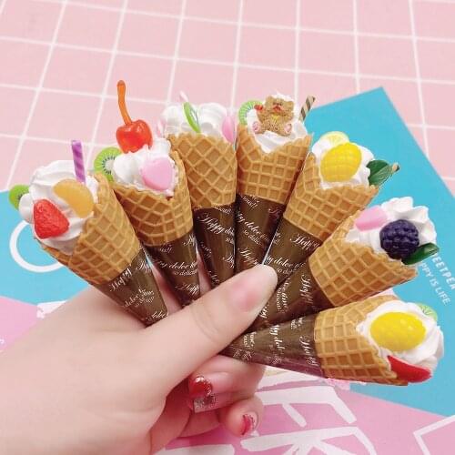 1pc Simulation Sweet Fruit Ice Cream Miniature Doll house Accessories Kids Mini Play Toys DIY Decoration Craft Fake Cute Cone