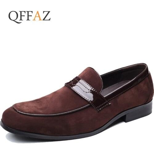 QFFAZ Slip on Men Casual Shoes Comfortable fahsion Luxury Brand High Quality suede Leather Slipper Loafers Moccasin Driving Shoe
