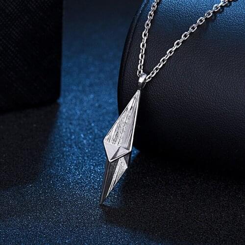 Hip-hop retro geometric diamond necklace men European and American hipster personality domineering mens pendant подвеска