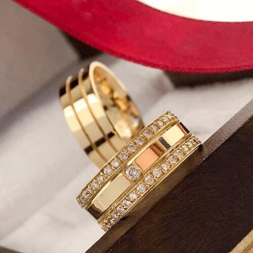 SILVERFONI 925 Sterling Real Silver Wedding Rings Set For Men And Women Jewelry Hand Made Anniversary Gift New Season Gold Plate