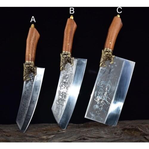 Set of sharp kitchen knife chopping knife slicing knife chef knife household fruit knife light knife forged by hand