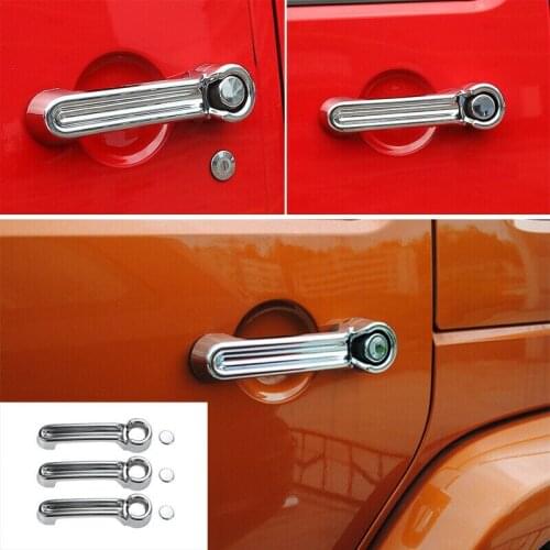 Outside Door Tailgate Handle Cover Trim Chrome For Jeep Wrangler JK 2DR 2007-17 Liberty 08-12 Dodge Nitro 07-11 Black 4Dr