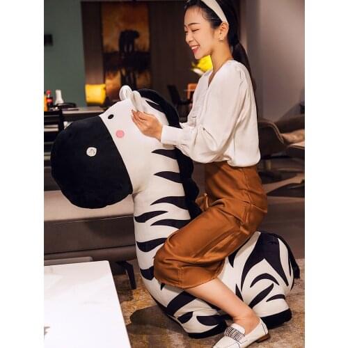 New Cute Big Animal Zebra Plush Toy Giant Cartoon Horse Doll for Children Girl Birthday Gift 39inch 100cm DY50920