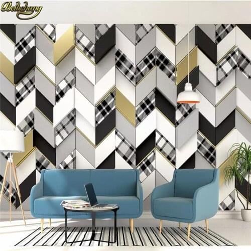 Beibehang Custom wallpaper mural retro mosaic stitching plaid fabric 3d geometric background wall papel de parede 3d wallpaper