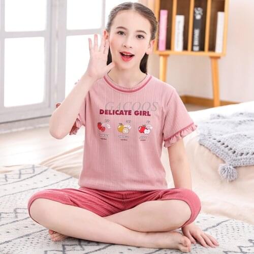 Girls Clothes Children Pajamas Kids Boys Clothes Set Sleepwear Toddler Homewear Cartoon Summer Pyjamas Short Sleeve Cotton Suit