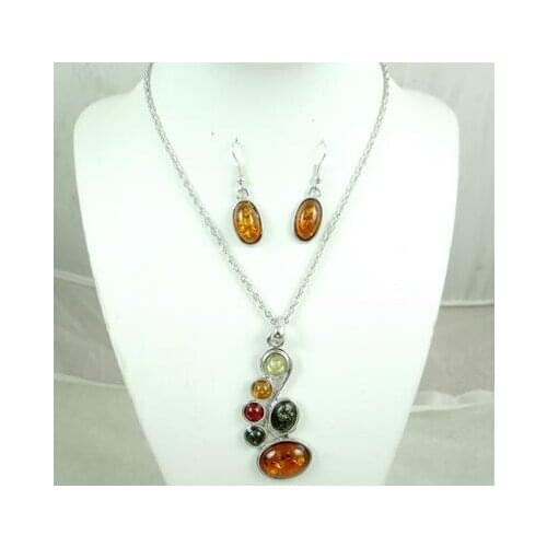 Wholesale fashion Natural Precious Modernist TEARDROP GOLDEN HONEY PRESSED AMBERS NECKLACE Jewelry making necklace