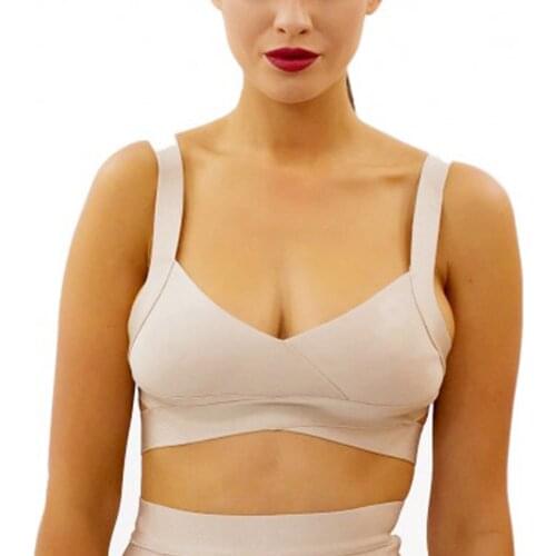Nude high quality strappy short 2020 womens sexy party rayon bandage crop top