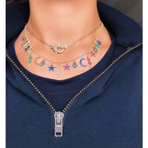 Zircon tassel necklaces & pendants for women colorful charm choker statement necklace fashion