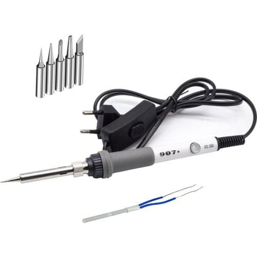 Temperature adjustable 110v soldering iron kit 60w 220V containing iron tips tweezers soldering wire desoldering pump