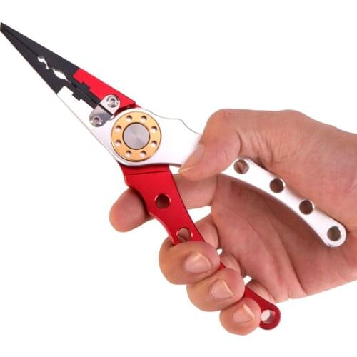 Piscifun Fishing Pliers Aluminum Braid Cutters Split Ring Pliers Hook Remover Fish Holder with Sheath and Lanyard