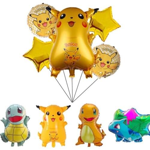 Pokemon Pikachu Balloon Anime Dream Theme Party Decoration Supplies Pikachu Squirtle Bulbasaur Birthday Party Pocket BalloonGift