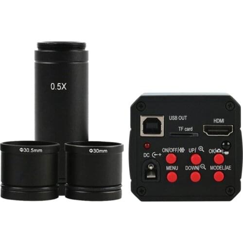 Industrial 18MP USB HDMI 1080P HDMI VGA Digital Video Microscope Camera + 0.5X C moun Eyepiece Adapter Lens 30mm 30.5m Ring