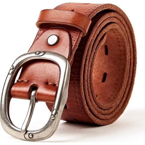 509 New Fashion mens genuine leather youth stitch belt Top layer leather belts Mens and Womens Leather Belt