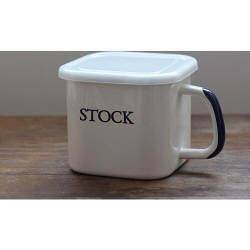 Hand white enamel pickle cup soak noodle cup sealed tank fresh kitchen food lunch box refrigerator storage box white mess tin