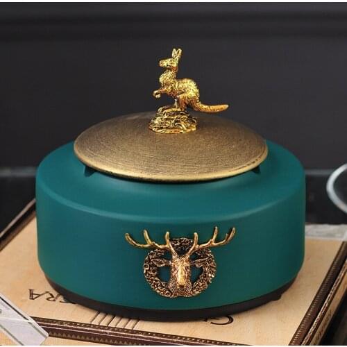 Nordic Luxury Ceramic Lucky Deer Ashtray Ornaments Simple Home Living Room Furnishings Crafts Office Bar KTV Ashtray Accessories