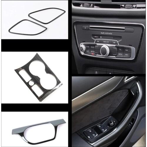 Car Styling Console Frame Cover Gear Shift Water Cup Panel Trim Black For Audi Q3 2013-18 Interior Door Armrest Decoration Strip