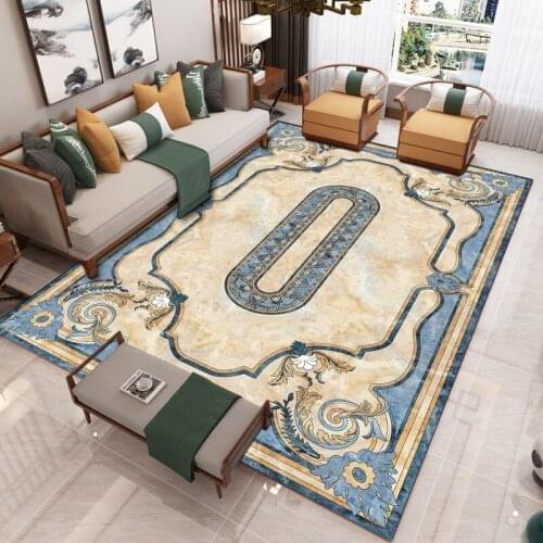 Light luxury European style luxury bedroom carpet autumn and winter washable carpet living room geometric floor mat modern print