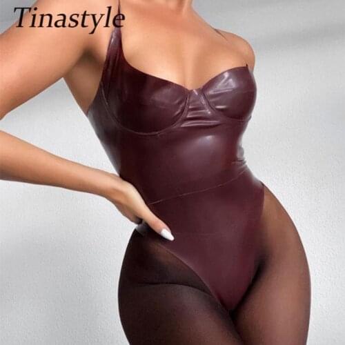 Tinastyle Black Mesh Patchwork Sexy Bodysuit Women Tops See Through Bodycon Body Suit Female Nightclub Party Casual Bodysuits