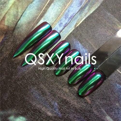 WHOLESALE 50g TOP Green Chameleon Pigment Chrome Mirror Powder Nail Glitter Dust Smooth Rubbing for Nail Art Gel Nail Polish