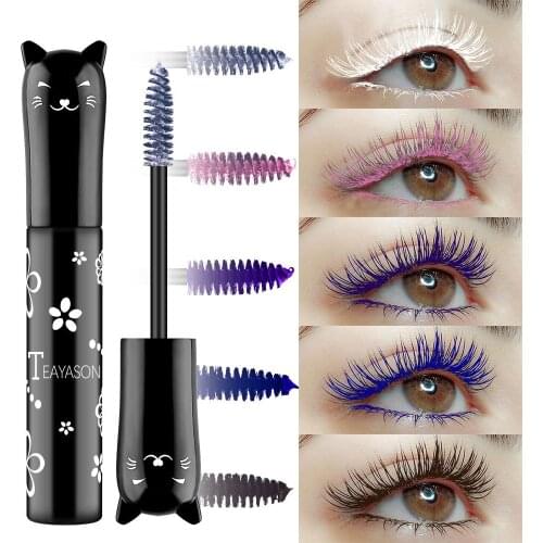 1Pcs 4d Silk Fiber Mascara Waterproof Fast Dry Eyelashes Lengthening White Clear Blue Brown Mascara Extra Volume Makeup Cosmetic