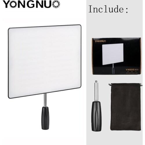 YONGNUO YN600 Air YN600 Ultra Thin LED Camera Video Light 3200K-5500K,Optional Charger+2Pcs Battery+AC power adapter