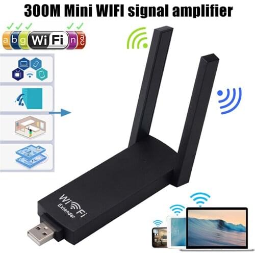 WiFi Signal Booster 300Mbps Wireless Repeater Mini Portable Dual Antenna USB WiFi Range Extender H-best