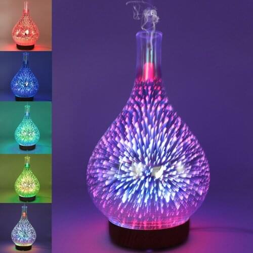 Humidifier Oil Diffuser 3D Glass Aromatherapy Mist Sprayer for Home Office Sleep AUG889