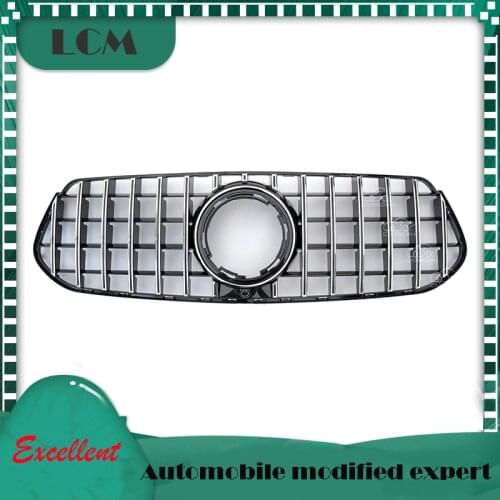 For-Mercedes ABS Plastic GT Style Front Bumper Racing Grille For-Benz GLE-class W167-AMG GLE53 2020 2021 with Emblem