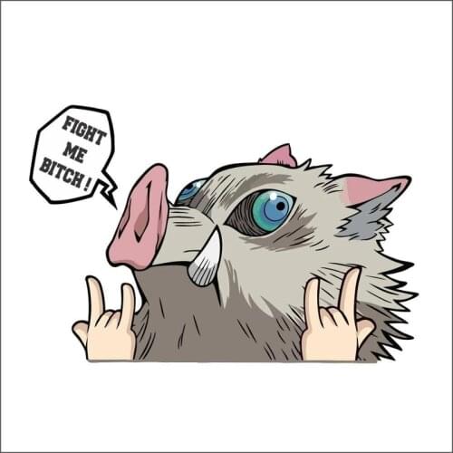 Funny Demon Slayer Fight Me Anime Peeking Car Sticker Bumper Motorcycle Helmet Decal Vinyl Waterproof PVC 16cm*16cm