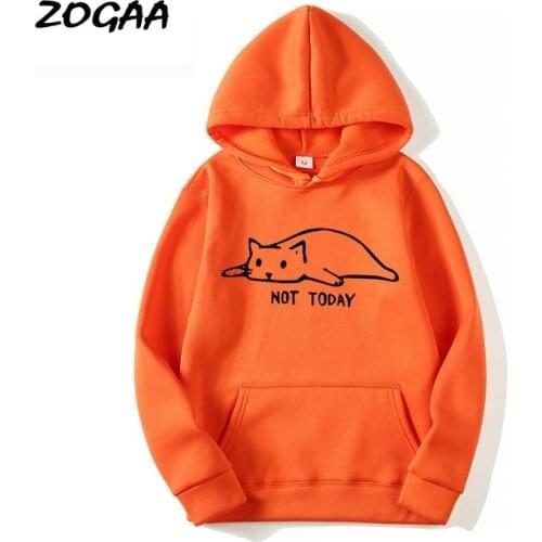 ZOGAA Hoodies Women Funny Graphic Kawaii Cat Fashion Printed Sweatshirt Winter Casual Trendy Streetwear Hot Sale All-match Girls