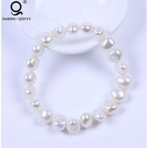 Women Purple 8Mm Charm Natural Baroque Pearl Beads Bracelet