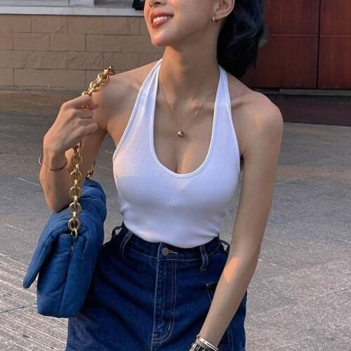 2021 New Bodysuits Summer Fashion Women Basic Halter Bodysuits Sexy Sleeveless Solid Color Rib Knit Leotard Tops Bodysuits