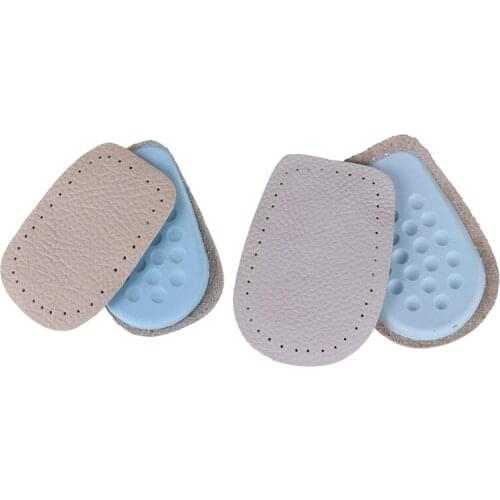 1 Pair Comfortable Buffering Insole Pain Relief Cattle Hide Elastic Latex Heel Half Shoe Pad Shoe Cushion