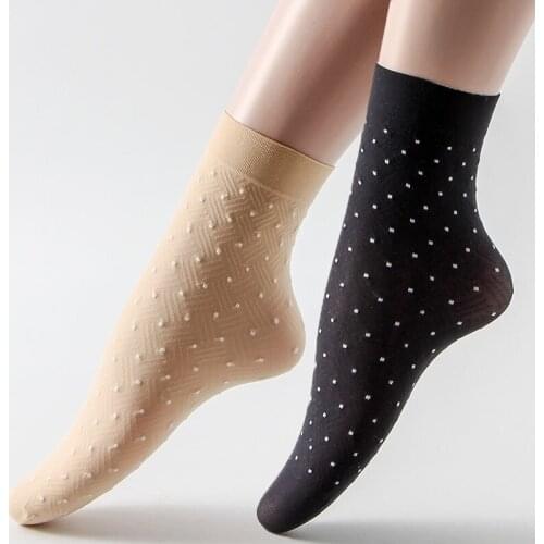 10pairs/lot Hot Sale Autumn Comfortable Velvet Silk Womens Socks Low Price Dot Printing Breathable Casual Skin Short Socks