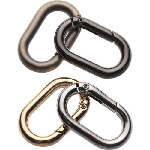 2Pcs Gate Spring Oval Ring Buckles Clips Carabiner Purses Handbags Oval Push Trigger Snap Hooks Carabiners For bag clothes