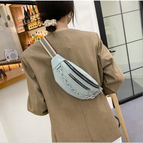 2021Casual PU Waist Bag Women Zipper Crossbody Pack Chest Belt Pouch Fashion Bags