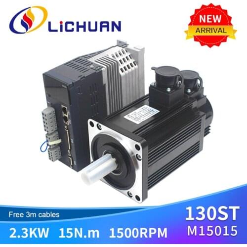 3 Phase/1Phase Nema51 130mm Frame 130ST-M15015 2.3KW 1500RPM 15N.M Ac With Cables Cnc Ac Servo Motor Kit