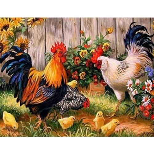 5D DIY Diamond Painting Rooster Hen Chick Home Decor Handmade Diamond Painting