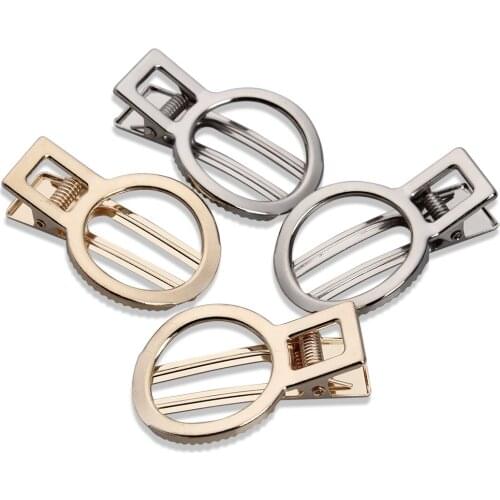6Pcs/lot Round Flat Hair Clips Barrettes 33*49mm Gold Rhodium Color for Hair Jewelry DIY Making Findings Accessories