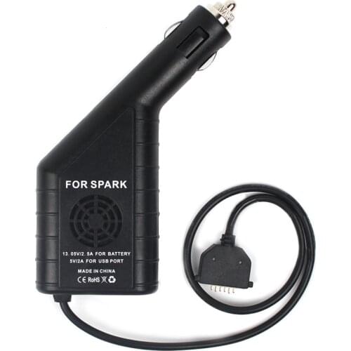 2in1 Spark Car Charger Intelligent Battery Charging Remote Control for DJI SPARK Drone Battery USB Charger Hub
