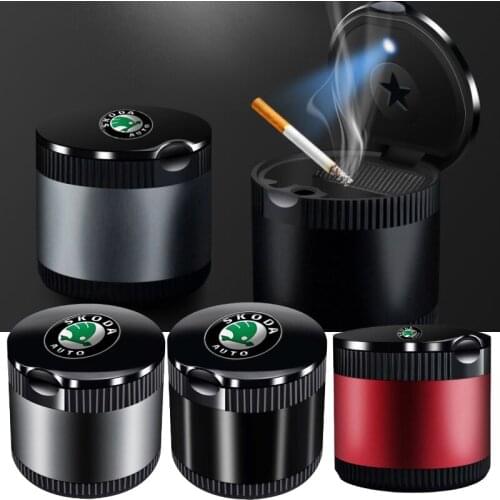 Car Funny Ashtray Led Tray for Skoda Yeti Karoq Kamiq Citigo Octavia Fabia Superb Kodiaq Rapid Felicia Kodiak Scala Accessories