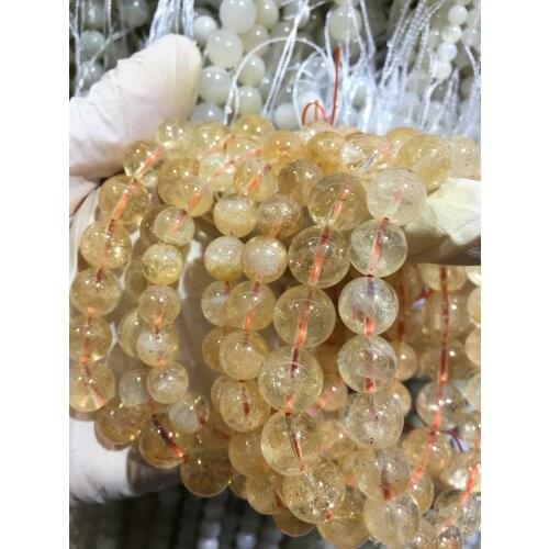 AAAAA 8mm-14mm Genuine Natural Citrine Bracelet Women Men Crystal Round Beads Bracelet 8mm 10mm12mm