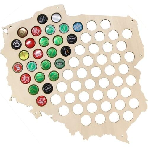 Polish Laser Engraved Wooden Hanging Craft Poland Beer Cap Trap Poland Patriotic Wall Decor Map Cap Map For Cap Collector Lover